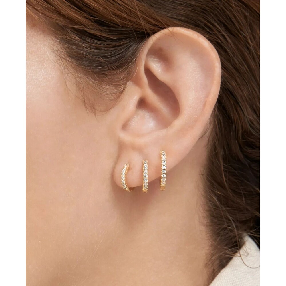 ADORNIA 14K Gold Plated Huggie Hoop Earrings Set – 6 Pieces – Nickel Free – New